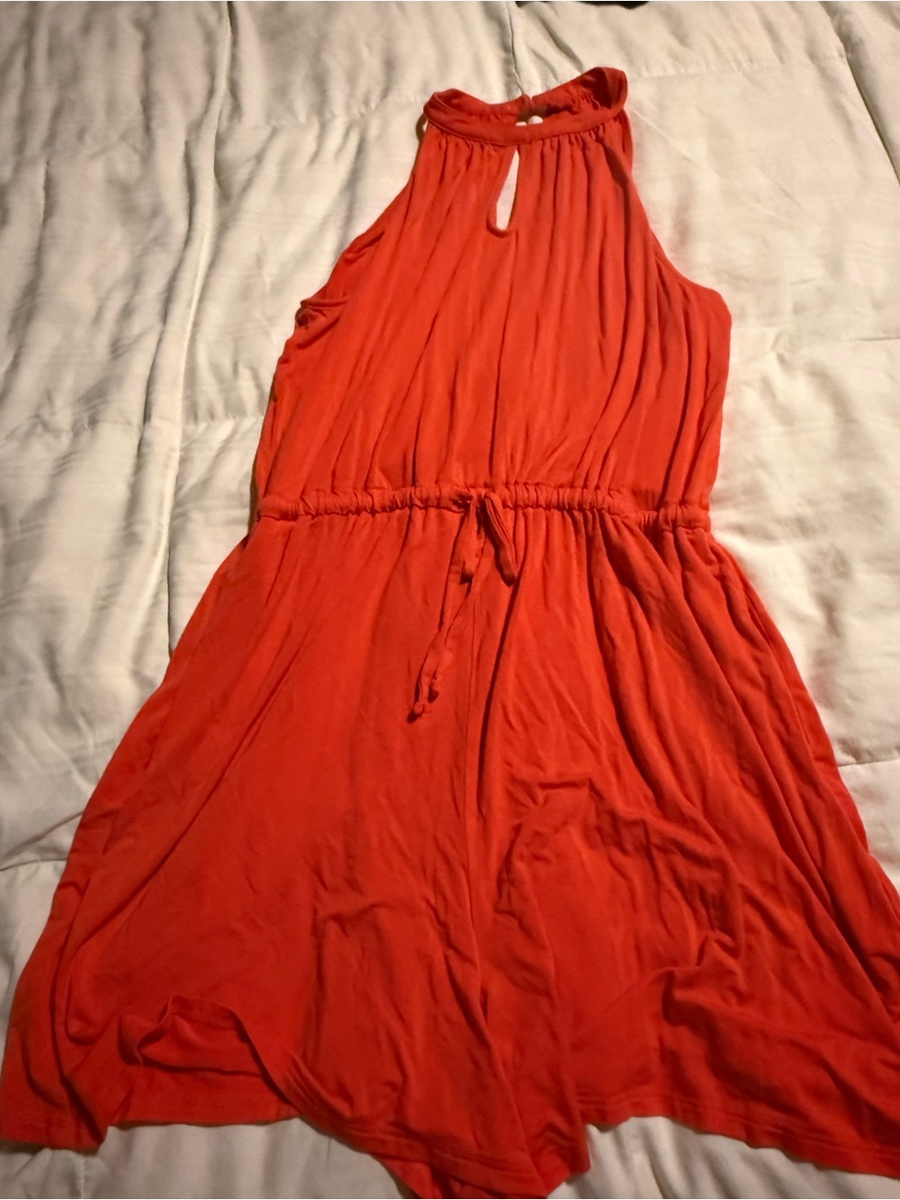 Maurices Orange Halter Romper with Drawstring Waist